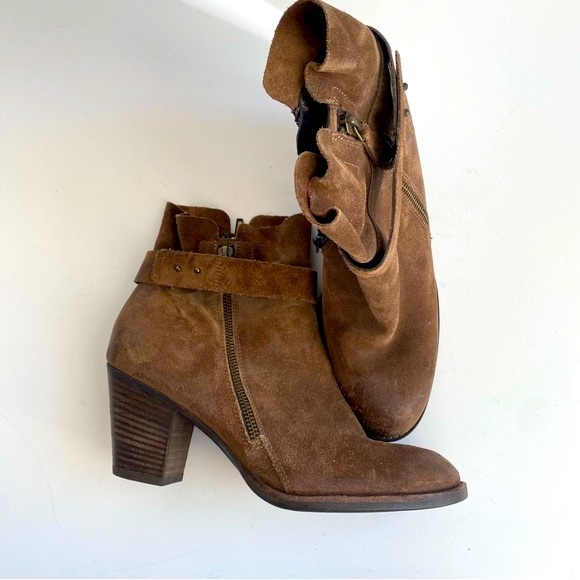 Paul Green Dallas Ankle Bootie In Earth Brown Suede - Size 8 - Picture 5 of 13